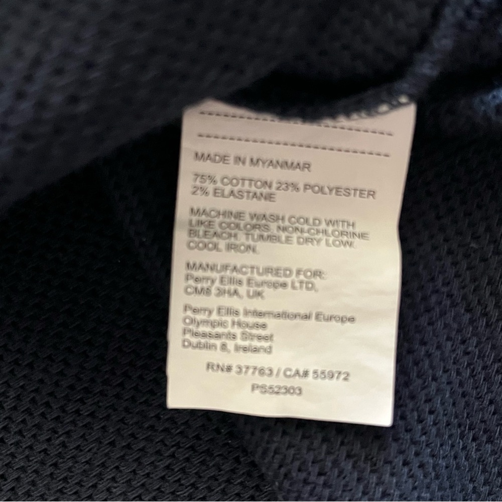 Perry Ellis Navy Blue Polo Short Sleeve Stretch Knit Collared Shirt Size XXL. - Picture 9 of 9